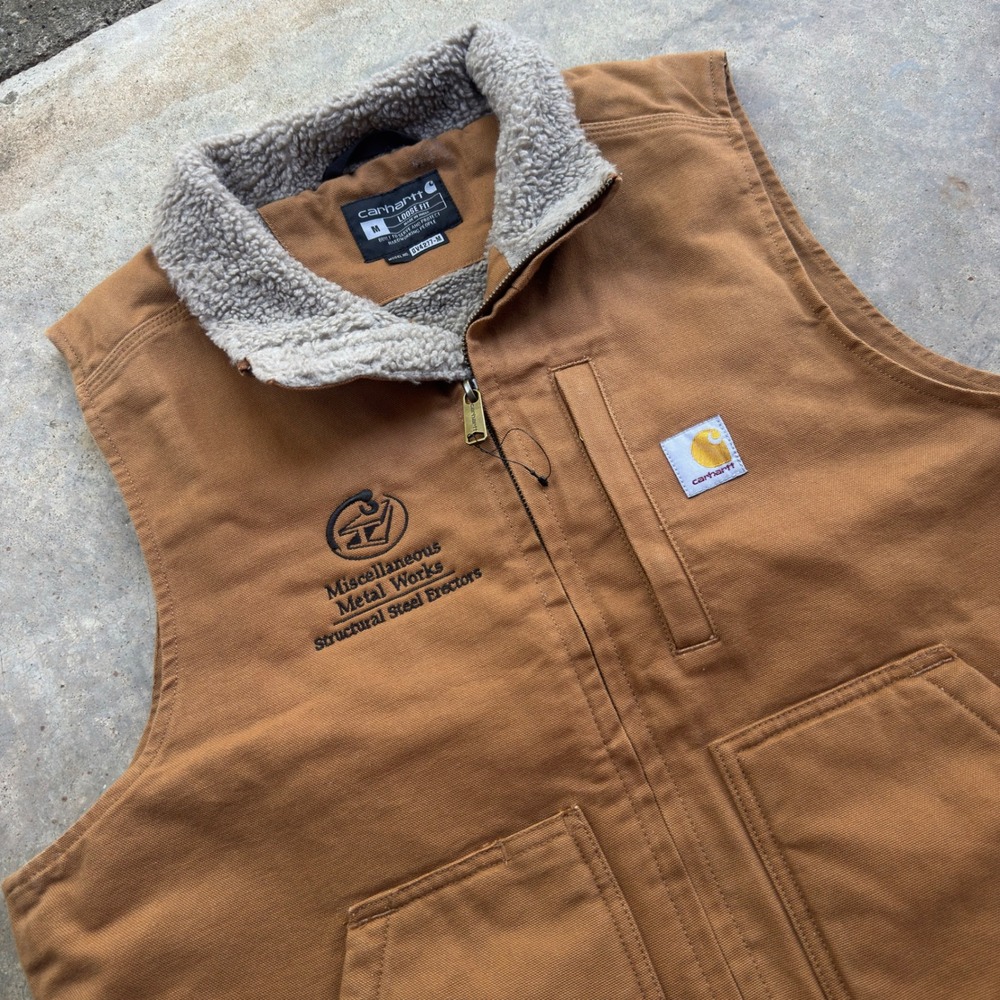 Vintage NWT Carhartt Workwear Sherpa Lined Canvas Vest Brown Medium (k1)
